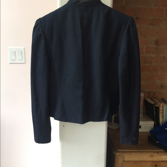 Vintage cropped blue pinstripe blazer jacket - Picture 2 of 10
